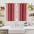 thumbnail image 2 of Red Vertical Striped Kitchen Curtains 63 Inch Length, Farmhouse Minimalist Abstract Lines Grommet Top Bedroom Living Room Curtains, Light Filtering Cafe Curtain Drapes 2 Panels Set 104''x63'', 2 of 9