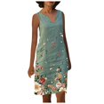 thumbnail image 1 of IROINNID Shift Dress For Women Fashion Casual Plus Size Floral Print Sleeveless Vest Dress V-Neck Knee-Length Dress, 1 of 4