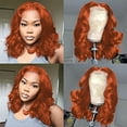 thumbnail image 7 of YSGFHGJW Headband Wig Human Hair,Women's Synthetic Natural Overstuffed Orange Medium Length Curly Hair Available Daily Wear Party And Cosplay Soft Wig,Orange, 7 of 7
