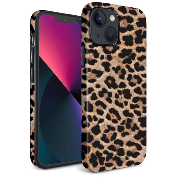 Cute Leopard Print Pattern iPhone 14 Case Luxury Girl Female Fashion Slim Shockproof Water Resistant Soft TPU
