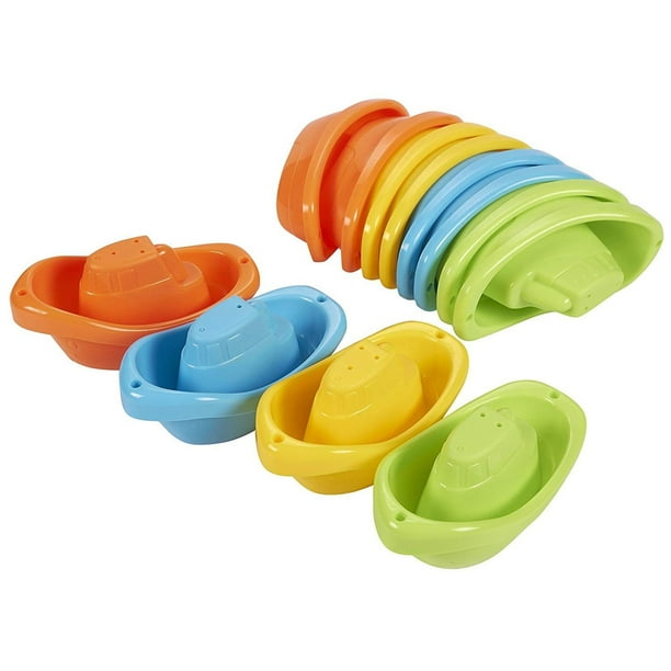 Bath Toy Boats 12 Pack of Stackable Plastic Kids Tugboats for Bathtub