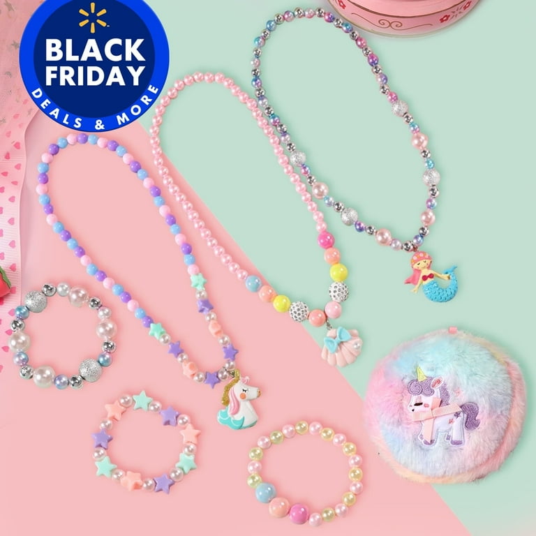 Pinksheep 6Pcs Kids Jewelry for Girls Pendant Necklace Beaded Bracelet Dress Up Jewelries Set for Little Girl Child Toddler Pinksheep 6Pcs Kids Jewelry for Girls Pendant Necklace Beaded Bracelet Dress Up Jewelries Set for Little Girl Child Toddler