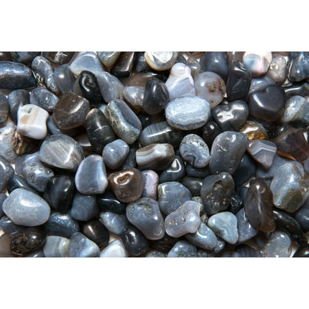 Crystolon Medium Stone - Fantasia Crystal Vault: 1/2 lb High Grade Grey Agate Tumbled Stones - Medium - 1