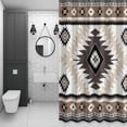 thumbnail image 4 of Vintage Aztec Shower Curtain for Bathroom Decor, Ethnic Tribal Style Brown Mottled Geometric Waterproof Fabric Shower Curtain, 54"x78" Set with 12 Hooks, 4 of 9