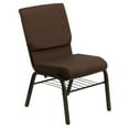 thumbnail image 2 of Emma + Oliver 18.5"W Church Chair, Brown Fabric Book Rack/Gold Vein Frame, 2 of 11