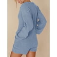 thumbnail image 2 of xiaxaixu Women’s Ribbed Knit Rompers Long Sleeve Solid Color Button Down Jumpsuit Shorts Loungewear, 2 of 9