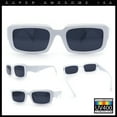 thumbnail image 3 of Womens Narrow Rectangle Mod Luxury Geometric Bevel Cut Arm Sunglasses White - Black, 3 of 8