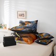 thumbnail image 6 of jejeloiu Minimalist Watercolor Bedding Comforter Set 7pcs,Modern Geometric Aesthetic Queen Bedding Sets,Orange Blue Black Queen Sheet Sets For Men Women,Lightweight Room Decor Reversible, 6 of 8