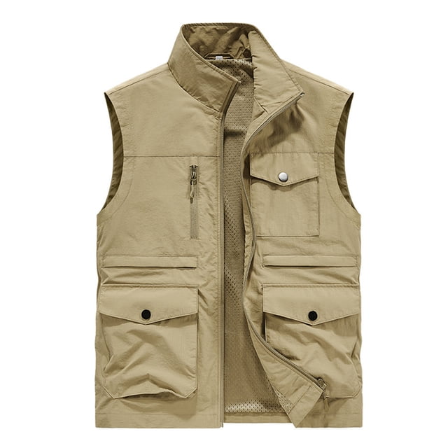 Gilet Sans Manches pour Hommes, Multi-Poches, Polyester Doux et Respirant pour Automne Hiver, Veste Utilitaire Décontractée pour Extérieur