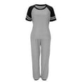 thumbnail image 3 of ZRBYWB Pajamas For Women Short Sleeve Color Block Sleepwear Tops With Long Pants Pjs Set Nightwear Women Pajama Set, 3 of 6