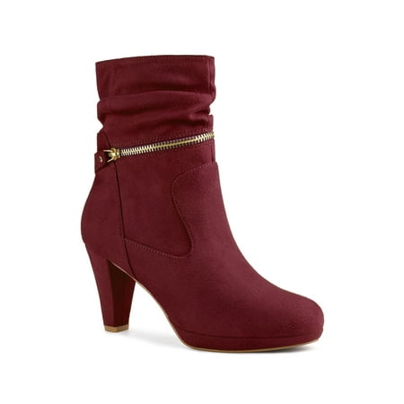 

Perphy Women s Ankle Zip Platform Mid Calf Block Heels Boots