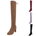 thumbnail image 4 of TIREOW Women's Over The Knee Suede Boots Sexy Pointed Toe Solid Color Thigh High Chunky High Heel Boot Pull On Stretchy Long Boots Zipper Lace Up Long Boots, 4 of 4