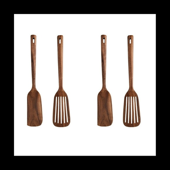 Utensilios de Cocina de Cocina de Madera, 4 Piezas Cucharas de Madera Y Espátula para Cocinar, Elegante, Utensilios de Cocina para Uso Doméstico Y Cocina