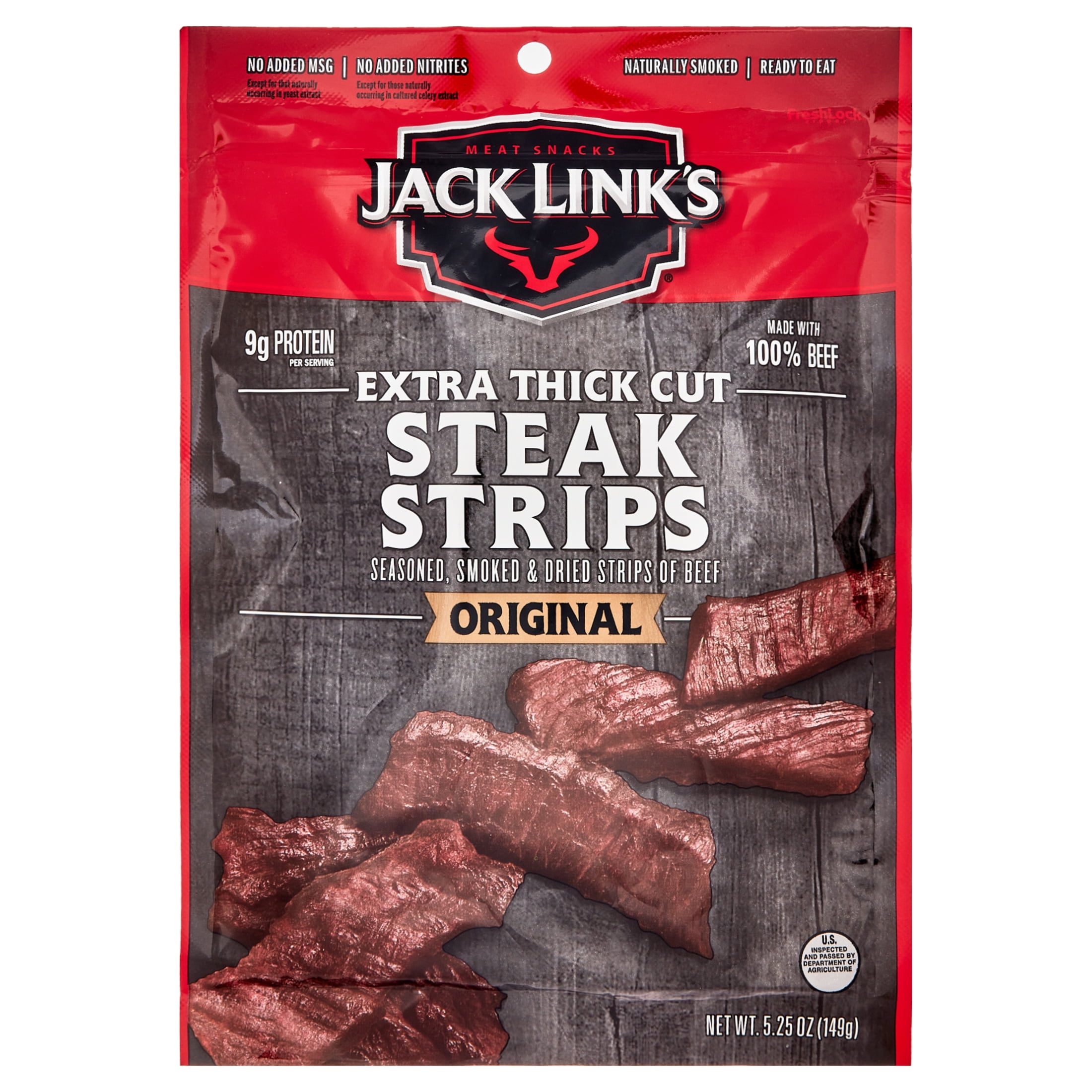 (3 pack) Jack Link's 100% Beef Original Steak Strip Jerky 5.25oz Resealable Bag