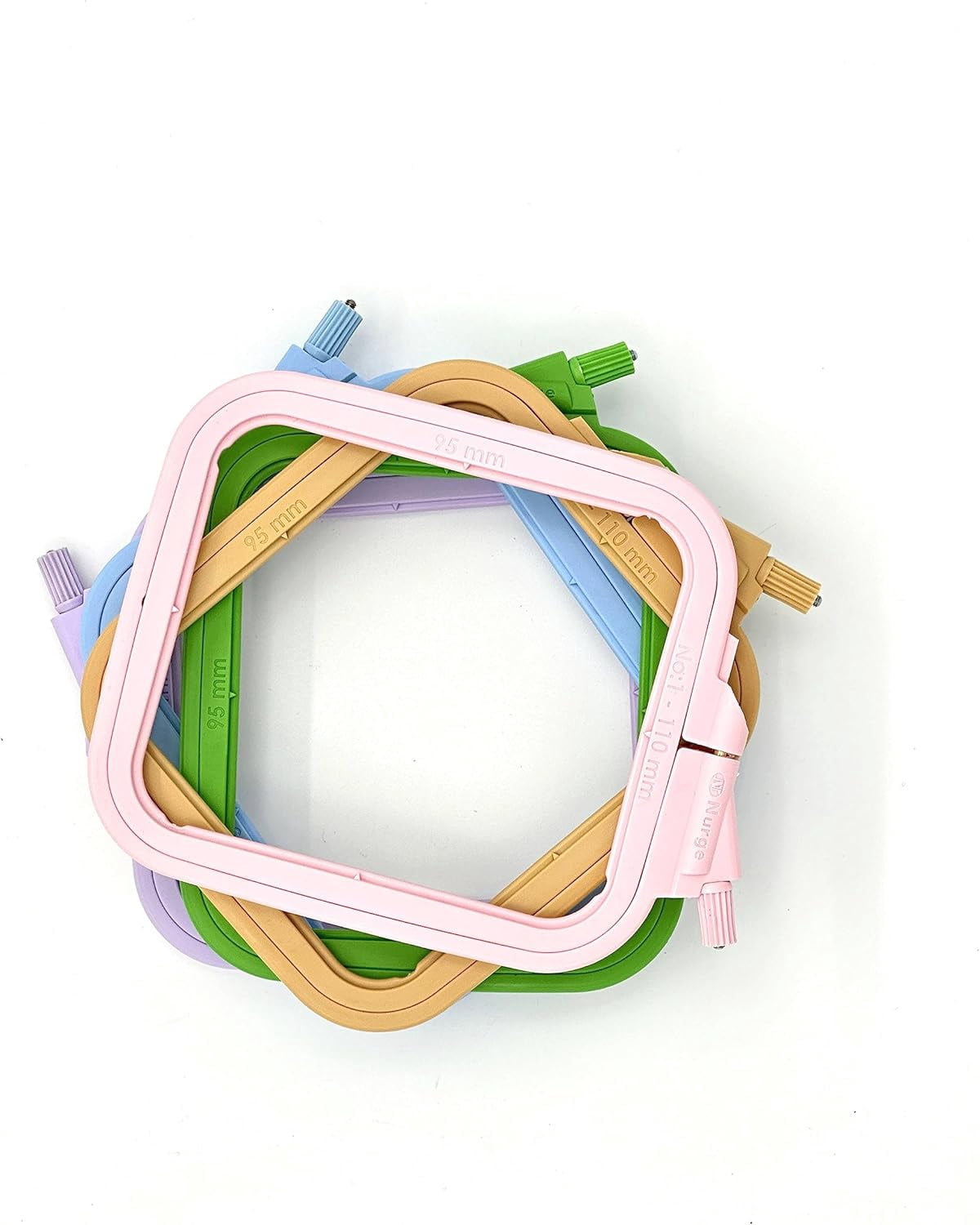 Nurge 4-Piece Square Cross Stitch Hoop Set, ABS Plastic, Multi-Size, Green