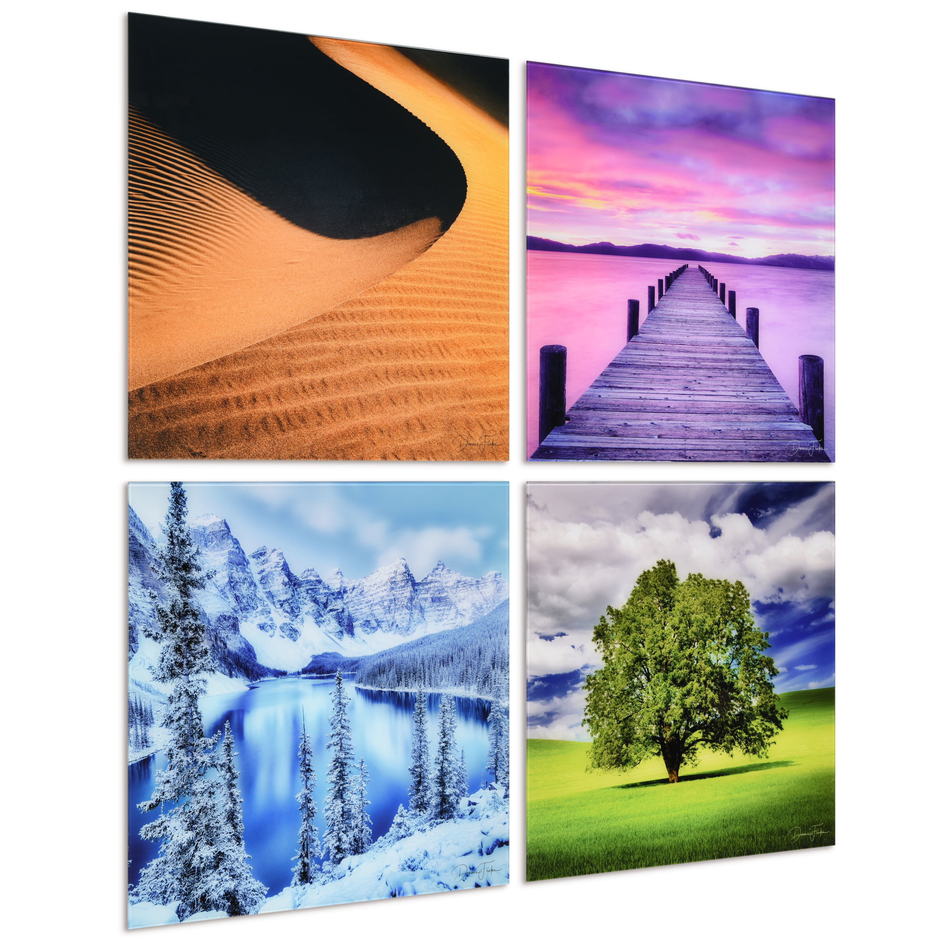 "Solitude & Sceneary" Frameless Free Floating Reverse Printed Tempered Glass Nature Scapes Wall Art