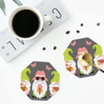 thumbnail image 4 of Yiaed Summer Gnome 1 Print Leather Coasters for Drinks - Cup Coasters Coffee Table Kitchen Table Bar, Home & Office Gifts Handmade Drink Coasters-Octagon, 4 of 6