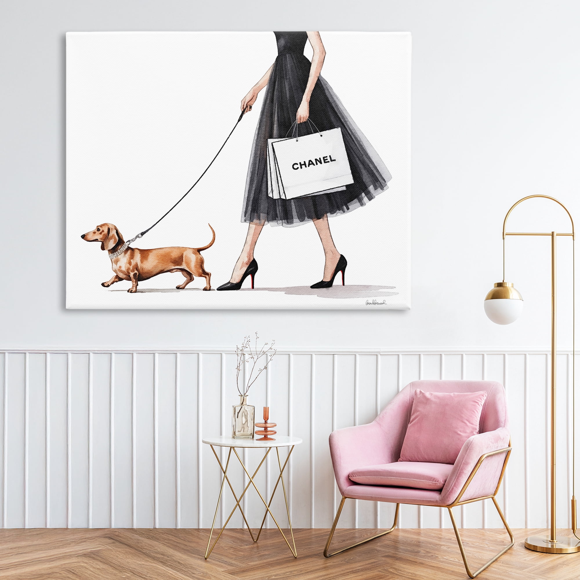 Stupell Industries Glam Dog Walking Canvas Wall Art, design by Amanda Greenwood