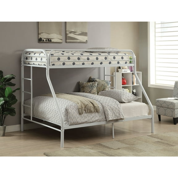 Benjara Tritan Twin XL/Queen Bunk Bed- White
