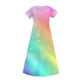 thumbnail image 3 of OGLCCG Girls Summer Maxi Dress Tie Dye Short Sleeve Casual Holiday A Line Flowy Long Dress Loose Boho Beach Dress with Pockets 4-14 Years, 3 of 7