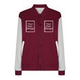 thumbnail image 7 of XPMWRP Womens Color Block Raglan Sleeve Varsity Jacket Snap Button Stand Collar Casual Baseball Coat With Front Pockets Wine S, 7 of 7