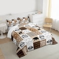 thumbnail image 3 of Manfei Wild Moose Deer Full Size Comforter Sets 3-Piece, Rustic Lodge Cabin Farmhouse Bedding Comforter Set, Gray Brown White Plaid Checkered Bedding Sets, Microfiber Bedroom Decor, 3 of 8