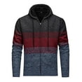 thumbnail image 2 of Donemore Men's Fleece-Lined Thickened Striped Elastic Knit Sweater Hooded Cardigan Jacket with Pockets & Drawstrings, 2 of 4