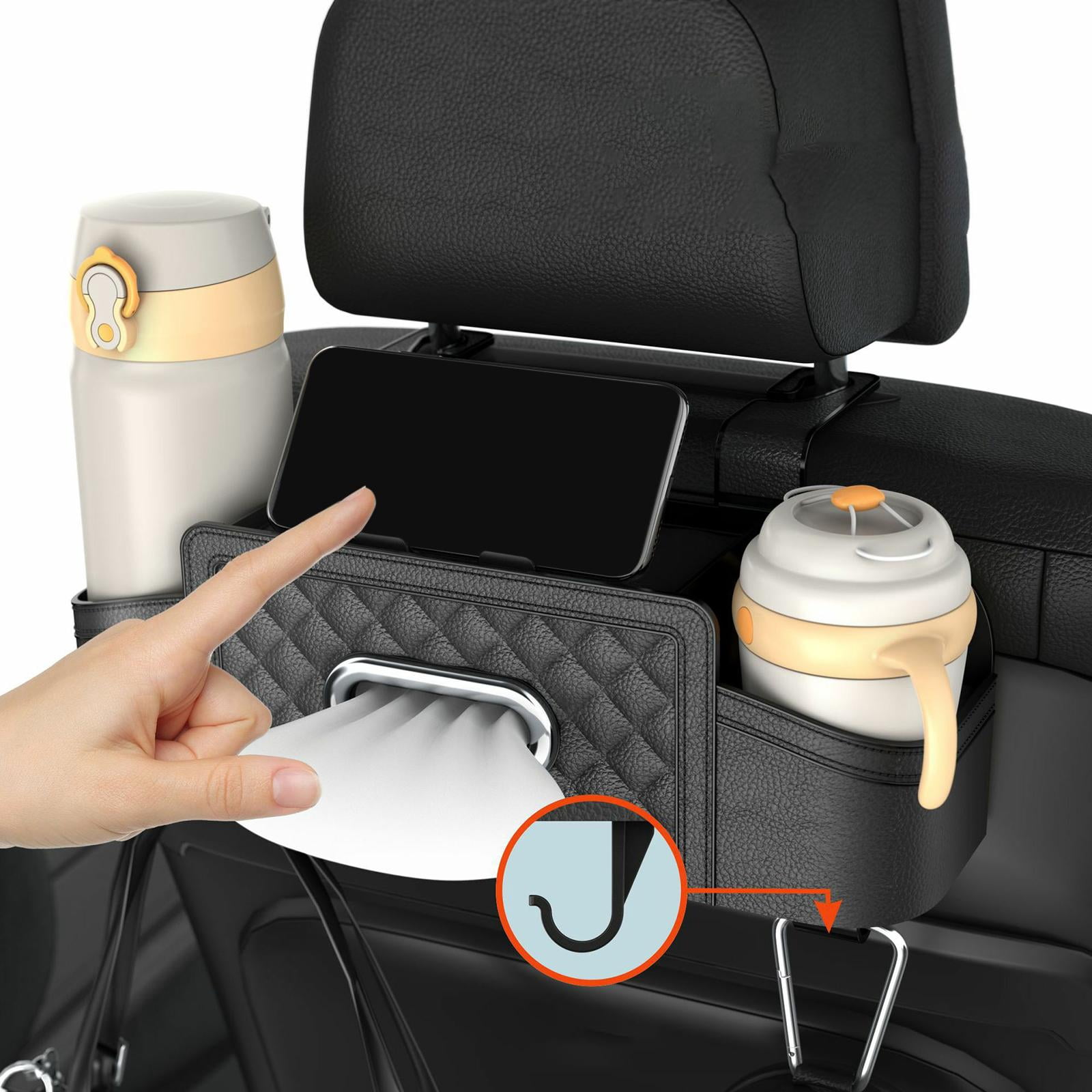 Baoblaze Car Backseat Organizer Storage Box Auto Interior Decoration Drink Cup Holder Black