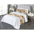 thumbnail image 3 of Floral Bed Runner Set, Summer Bloom Sunflower Pattern with Bees and Ladybugs Vintage Art, Decorative Bedding Scarf & 2 Pillow Shams for Hotels Homes, King, Chocolate Mustard and Cream, by Ambesonne, 3 of 3