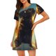thumbnail image 1 of Balery Golden Cloud Winged Dog Camisón de manga corta con cuello redondo para mujer, cómodo y elegante., 1 of 6