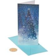 FFIY Christmas Money Holder Cards Boxed, Snowy Metallic and Glitter Holiday Trees (16-Count)