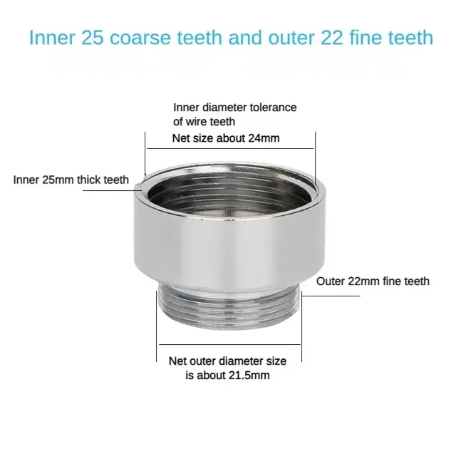 Faucet Adapter 22 Turn 16 18 20 22 24 26 28 30 32mm Internal and External Fine Tooth Faucet Conversion Thread Accessories