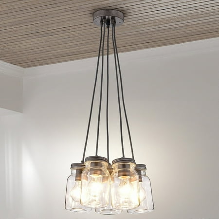 Maison Rouge Belinda Antique Black Iron Clear Glass 5 Light Maison Rouge Belinda Antique Black Iron