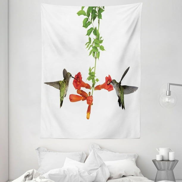 Hummingbirds Decorations Wall Hanging Tapestry, two hummingbirds sip