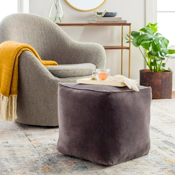 Mark&Day Pouf Ottoman, Tearia Modern Steel Grey Square Pouf Foot Rest for Living Room, Bedroom and Boho Home Decor (16"x16"x16")