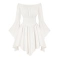 thumbnail image 4 of asdoklhq Wedding Guest Dress Short Sleeve Womens Halloween Gothic Solid Dress White L, 4 of 8