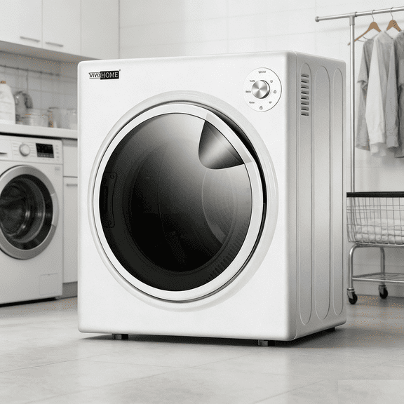 VIVOHOME 1500W Portable Clothes Dryer Machine, 3.5 cu.ft 13Lbs Load, Front Load with Stainless Steel Drum, Adjustable Exhaust Vent
