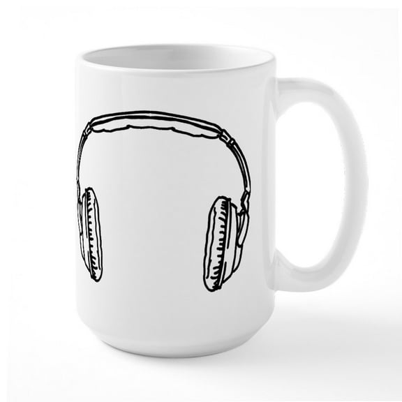 CafePress - Headphones - 15 oz Ceramic Large White Novelty Mug