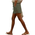 thumbnail image 5 of AKOEE Women's Summer Shorts Side Hollow Out Floral Lace Casual Linen Lightweight Drawstring Shorts with Pockets (L, Army Green), 5 of 6