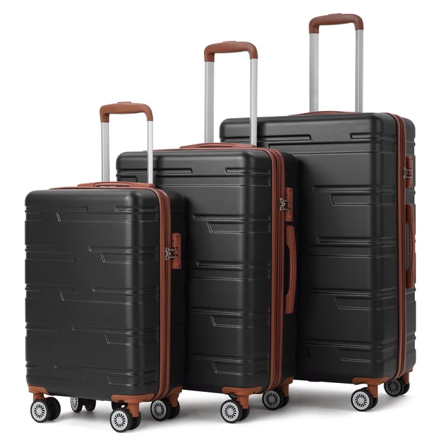 TROPOW Ensembles de Bagages, Valises avec Roues, Valise Extensible 3 Pcs, Ensembles de Bagages 3 Pcs avec Roues Pivotantes, Valise Rigide 3 Pcs (20 Pouces/24 Pouces/28 Pouces)