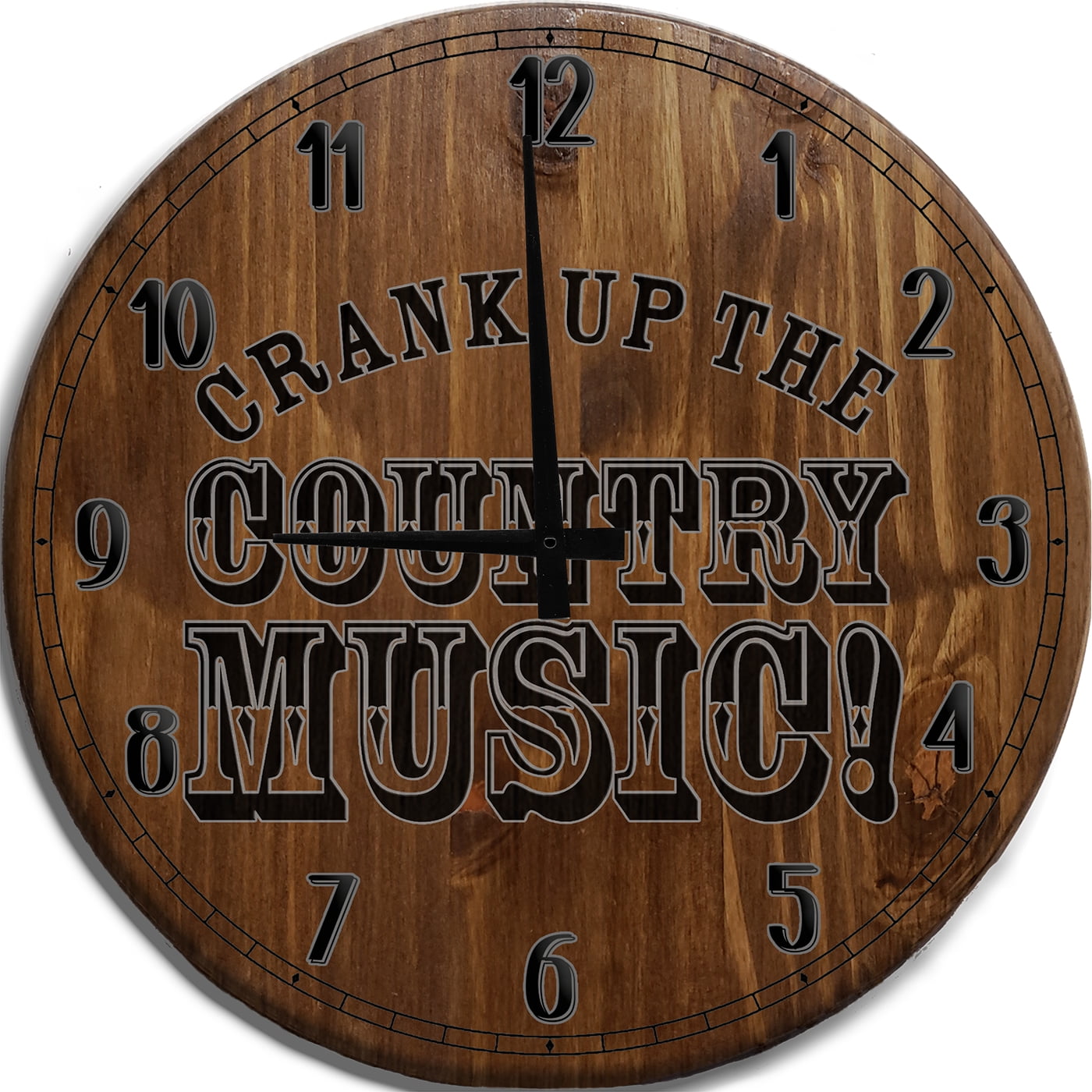 Large Wall Clock Crank Up The Country Music Cowboy South Soulful