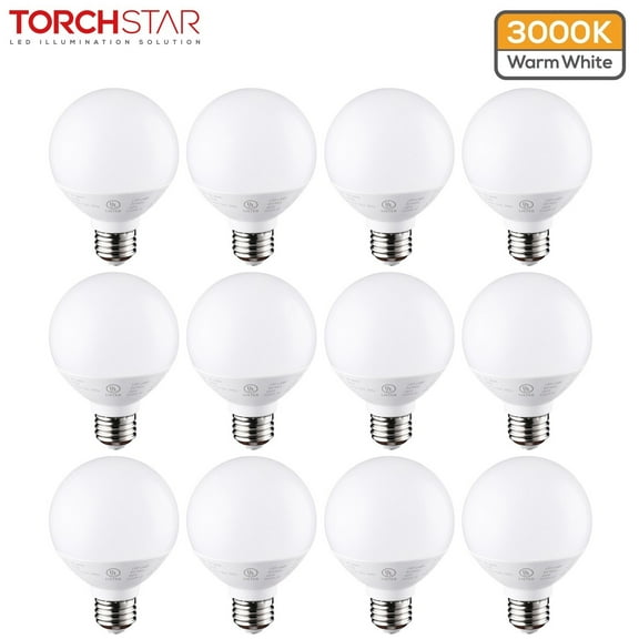 12 Pack Vanity Globe Light Bulbs G25 LED for Bathroom Mirror Decorative, 40W Dimmable, E26 Round Frosted Decorative Bulb, Warm White