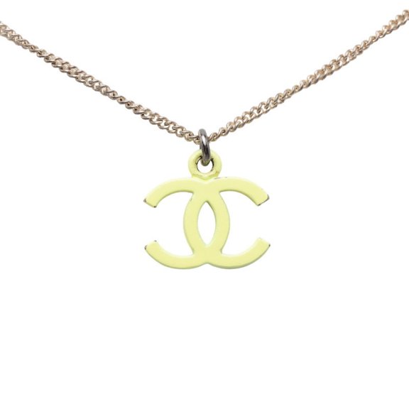 Pre-Owned Chanel Coco Mark Necklace, Silver and Yellow Metal, Women's.
