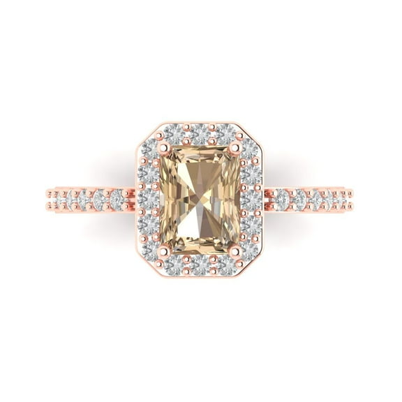 Solitaire with Accents Engagement Ring for Women - 1.92ct Yellow Moissanite in 14K Rose Gold Promise Ring