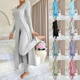 thumbnail image 2 of Aihuaihua Lounge Sets for Women 2 Piece Long Sleeve Crew Neck Slit Dresses and Pants Loungewear Sets Soft Matching Sets Sweatsuits Green, 2 of 6