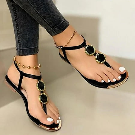 

Summer Womens Flip-Flops Open Toe Casual Shoes Flats Buckle Strap Roman Sandals