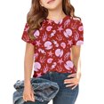 thumbnail image 2 of T-shirt Enfant Été Manches Courtes Décontracté avec Imprimés d'Animaux Marins Mignons Col Rond Chemises Filles Rouge 3 Ans-4 Ans, 2 of 4