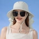 thumbnail image 5 of pstuiky Sombrero de pescador con chal para el sol protección facial y agujero para la cola de caballo para niños, 5 of 7