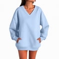 thumbnail image 4 of Towmus Casual Womens Sweatshirts V Neck Long Sleeve Blouses Basic Solid Pullover Tops Sweatshirt for Women, 4 of 6