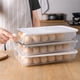 thumbnail image 3 of Portador de bandeja de huevos rellenos con tapa Nevera Más seguro Diseño antideslizante y con desplazamiento automático Nuevo organizador de diseño de Blanco Baoblaze Porta huevo de desplazamiento, 3 of 8